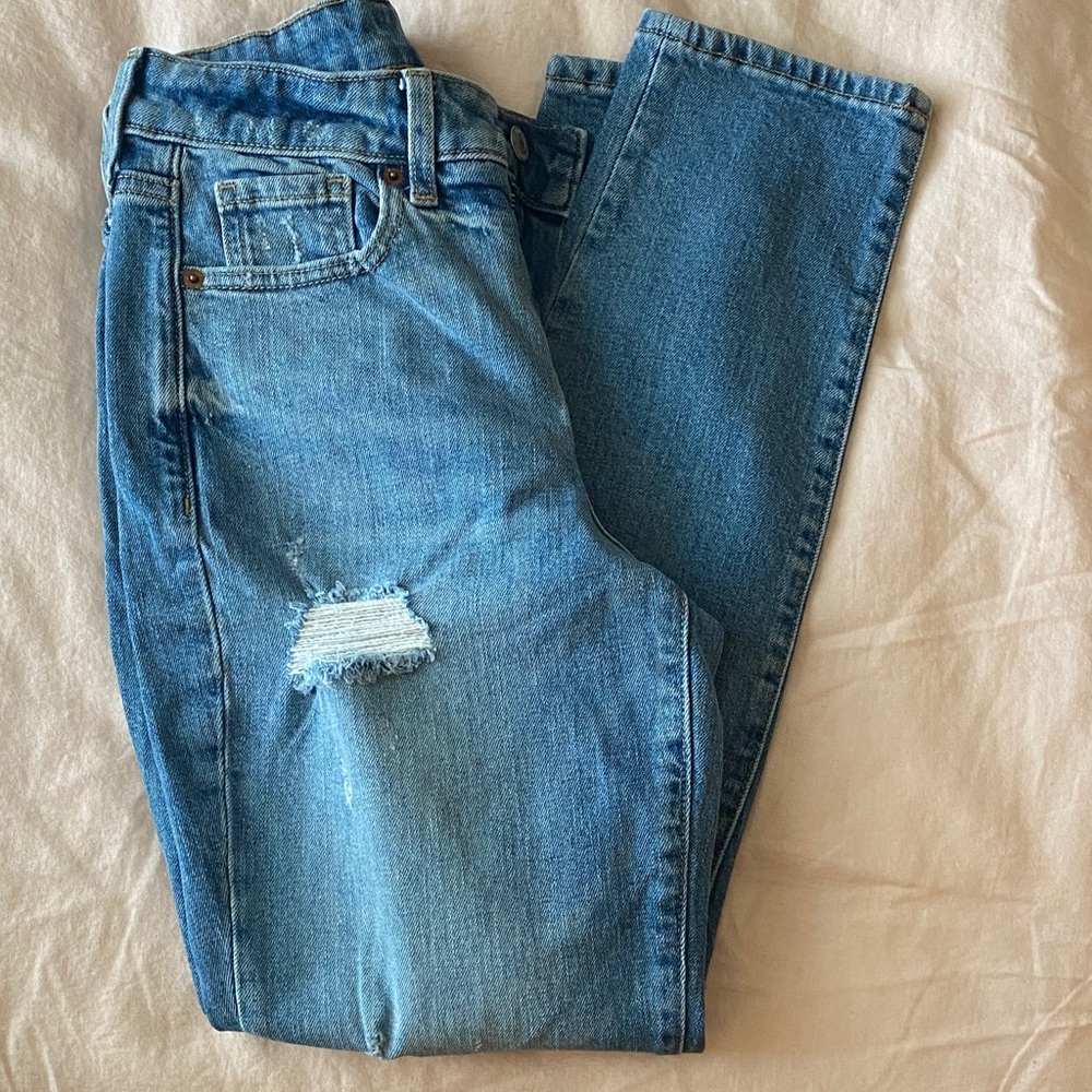 Old Navy Light Blue Distressed O.G. Straight Jeans